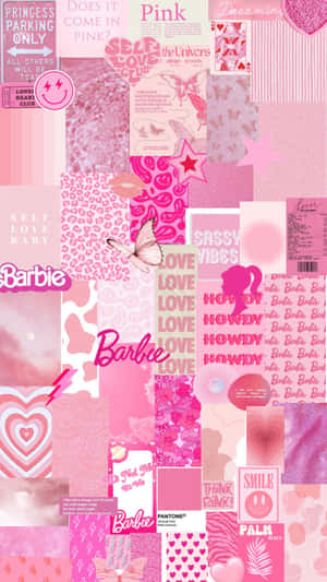 Pink Barbie Collage Wallpaper Wallpaper