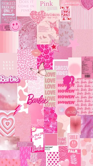 Pink Barbie Collage Wallpaper Wallpaper