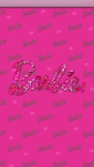 Pink Barbie Glitter Logo Wallpaper