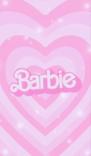 Pink Barbie Heart Background Wallpaper