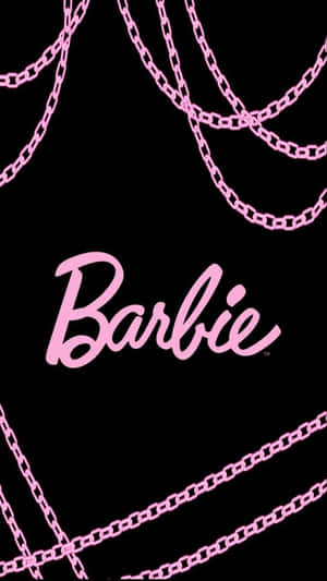 Pink Barbie Logowith Chains Background Wallpaper