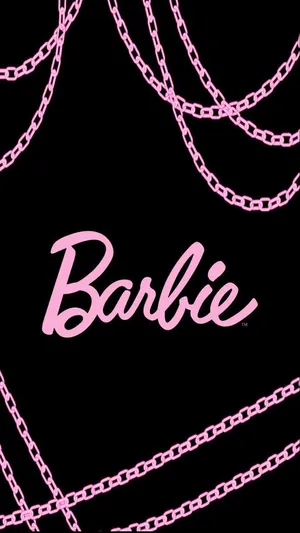 Pink Barbie Logowith Chains Background Wallpaper