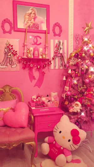 Pink Barbie Themed Room Decor Wallpaper