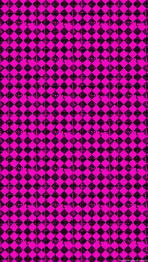 Pink Black Checkerboard Pattern Wallpaper