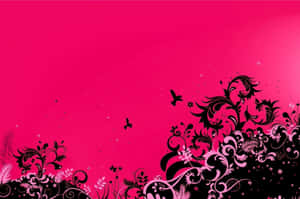 Pink Black Floral Abstract Design Wallpaper