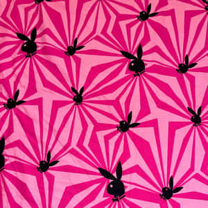 Pink Black Geometric Bunny Pattern Wallpaper