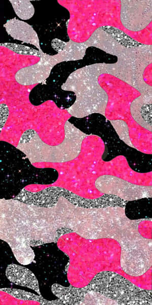 Pink Black Glitter Camouflage Pattern Wallpaper