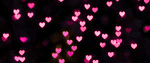 Pink Black Hearts Scattered Wallpaper