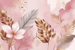 Pink Boho Floraland Feather Artwork Wallpaper