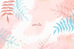 Pink Boho Smile Watercolor Background Wallpaper