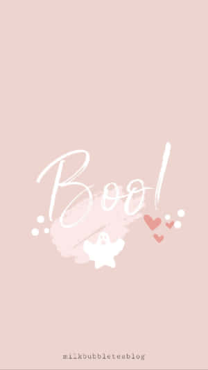 Pink Boo Halloween Aesthetic Wallpaper