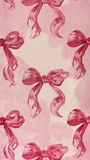 Pink Bow Pattern Background Wallpaper