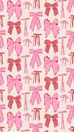 Pink Bow Pattern Background Wallpaper