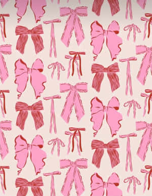 Pink Bow Pattern Background Wallpaper