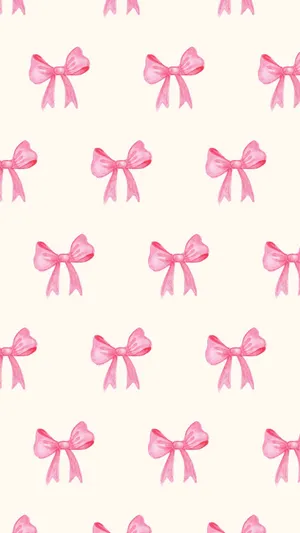 Pink Bow Pattern Background Wallpaper