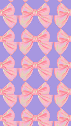 Pink Bow Pattern Purple Background Wallpaper