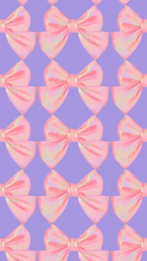 Pink Bow Pattern Purple Background Wallpaper