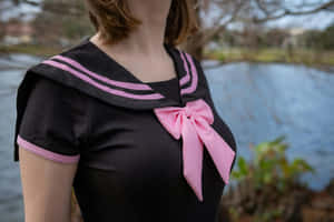 Pink Bow Sailor Collar Blouse Wallpaper