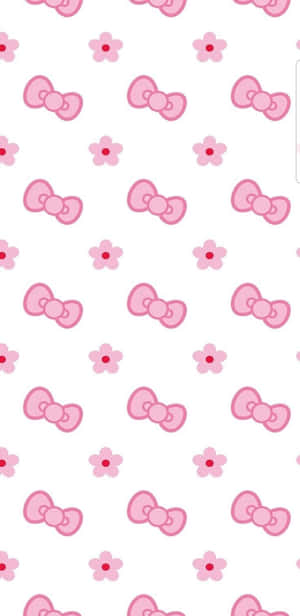 Pink Bowsand Flowers Pattern Wallpaper