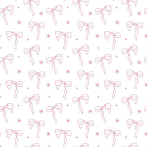 Pink Bowsand Flowers Pattern Wallpaper