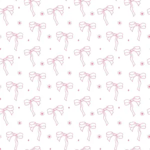 Pink Bowsand Flowers Pattern Wallpaper