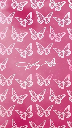 Pink Butterfly Dolly Parton Aesthetic Wallpaper Wallpaper