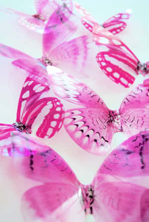 Pink Butterfly Garland Decoration Wallpaper