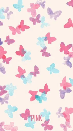 Pink Butterfly Pattern Girly Tumblr Wallpaper