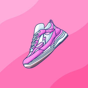 Pink Cartoon Sneaker Vector Art Wallpaper