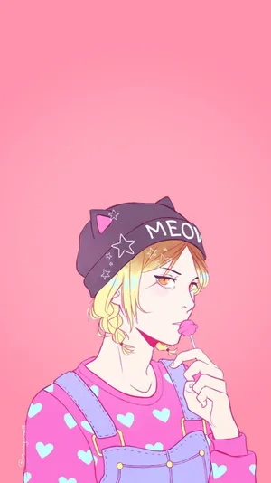 Pink Cat Beanie Kenma Wallpaper