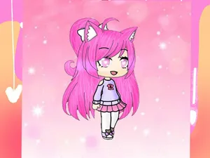 Pink Cat Girl Gacha Life Wallpaper