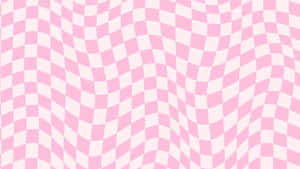 Pink Checkered Wavy Pattern Wallpaper