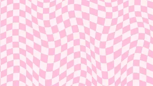 Pink Checkered Wavy Pattern Wallpaper