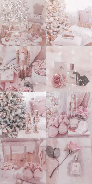 Pink Christmas Aesthetic Collage Wallpaper
