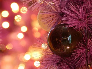 Pink Christmas Ball Decoration Wallpaper