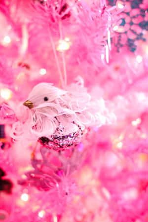 Pink Christmas Bird Ornament Wallpaper