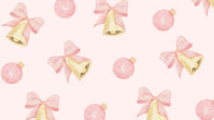 Pink Christmas Bows Pattern Wallpaper