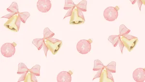Pink Christmas Bows Pattern Wallpaper