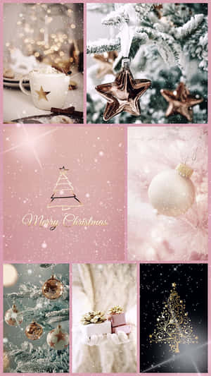 Pink Christmas Collage Aesthetic.jpg Wallpaper