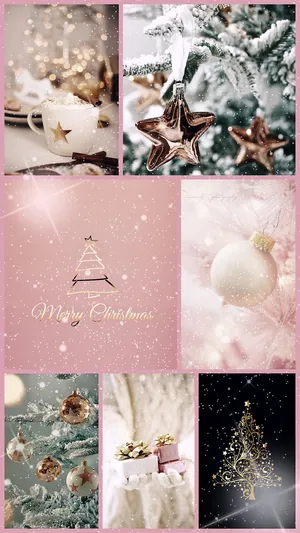 Pink Christmas Collage Aesthetic.jpg Wallpaper