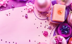 Pink Christmas Decoration Flatlay Wallpaper