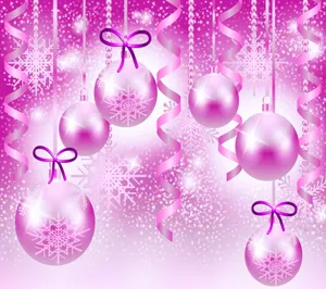 Pink Christmas Ornaments Background Wallpaper