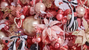 Pink Christmas Ornamentsand Decorations Wallpaper