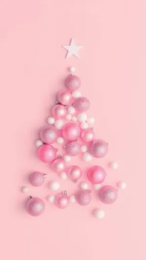 Pink Christmas Tree Baubles Arrangement Wallpaper