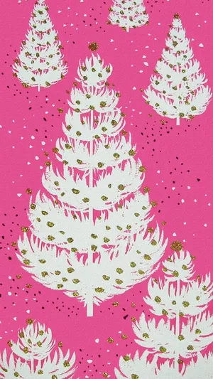 Pink Christmas Trees Pattern Wallpaper