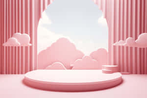 Pink Clouds3 D Stage Design Wallpaper