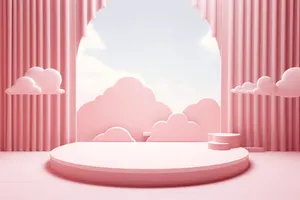 Pink Clouds3 D Stage Design Wallpaper