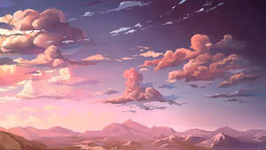 Pink Cloudy Sky Aesthetic Anime Laptop Wallpaper