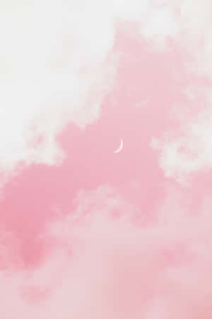 Pink Cloudy Sky With Moon Pink Pfp Wallpaper