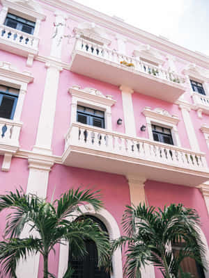 Pink Colonial Architecture Puerto Rico Wallpaper